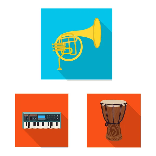 Objeto aislado de música e icono de sintonía. Conjunto de música e ilustración de vector de stock de herramientas . — Vector de stock