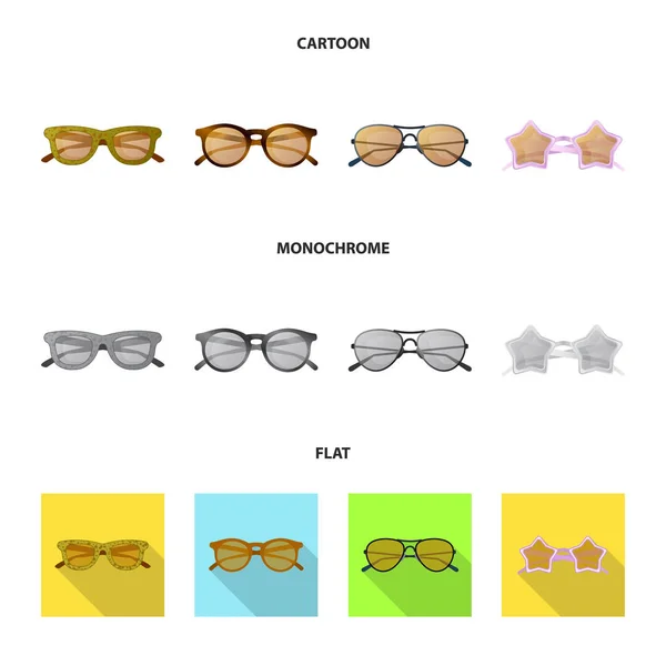 Conception vectorielle de lunettes et de lunettes de soleil icône. Collection de lunettes et accessoire stock symbole pour web . — Image vectorielle