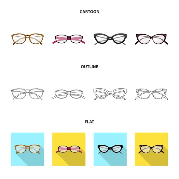 Vector illustration of glasses and frame logo. Collection of glasses and accessory stock vector illustration. — Stock Vector