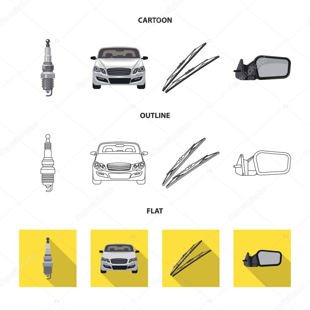 Vector illustration of auto and part sign. Set of auto and car stock symbol for web.