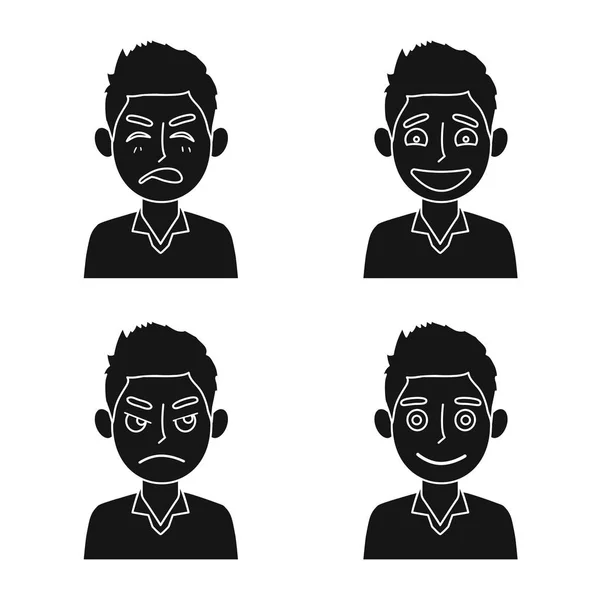 Векторная иллюстрация символа лица и мальчика. Набор лицевых и молодых символов запаса для паутины. — стоковый вектор