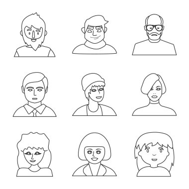 Moda ve saç kesimi işareti izole nesne. Stok için moda ve milliyet vektör simgesi koleksiyonu.