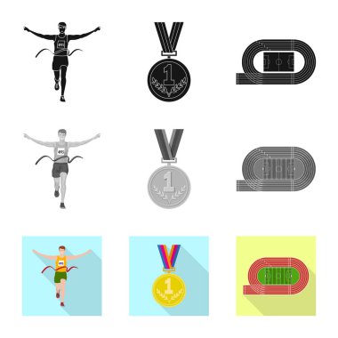 Spor ve kazanan simge vektör Illustration. Spor ve fitness hisse senedi vektör çizim seti.
