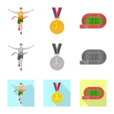 Spor ve kazanan logo vektör tasarımı. Spor ve fitness hisse senedi vektör çizim seti.