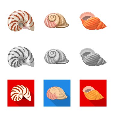 Hayvan ve dekorasyon işareti vektör Illustration. Hisse senedi için hayvan ve okyanus vektör simge kümesi.