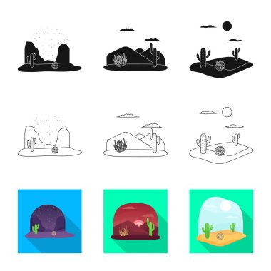 Peyzaj ve doğa sembolü vektör tasarımı. Peyzaj ve çevre stok vektör çizim seti.