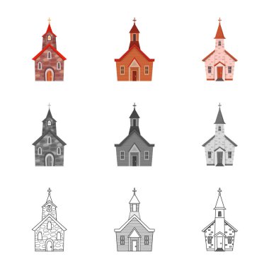 Kült ve tapınak işareti vektör tasarımı. Kült ve cemaat stok vektör illüstrasyon seti.