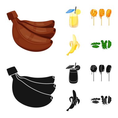 Doğal ve vejetaryen logo vektör Illustration. Hisse senedi için doğal ve yeme vektör simge kümesi.