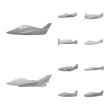 Havacılık ve havayolu simgesivektör illüstrasyon. Stok lar için havacılık ve hava yolları vektör simgesi seti.