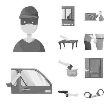 İzole nesne ve sahtekarlık logosu. Stok için turçunun toplanması ve vektör simgesi çalmak.