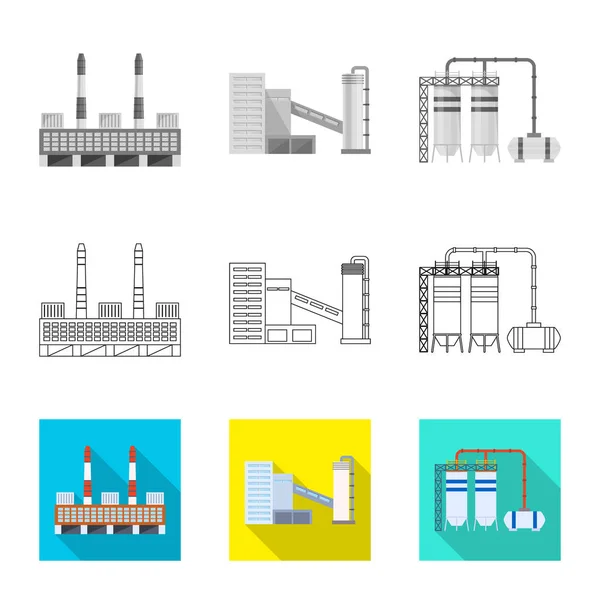 Oggetto isolato di produzione e segno di struttura. Set di icone vettoriali di produzione e tecnologia per magazzino . — Vettoriale Stock