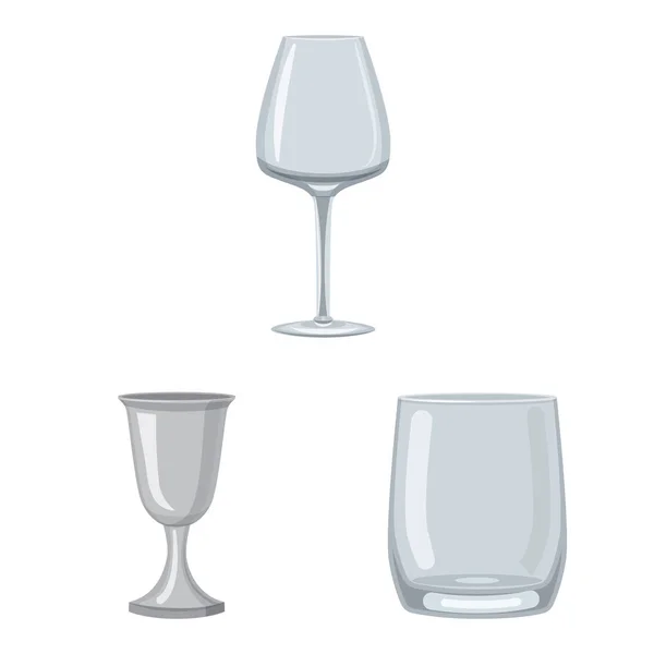 Design vetorial de pratos e ícone do recipiente. Conjunto de pratos e estoques de vidro símbolo para web . — Vetor de Stock