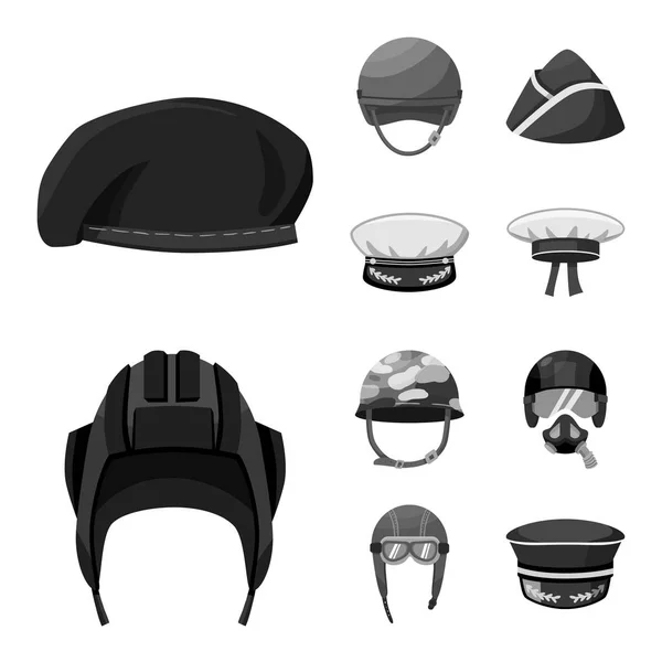 Objeto isolado de chapelaria e signo moderno. Conjunto de chapéus e conjuntos de roupas símbolo de estoque para web . — Vetor de Stock