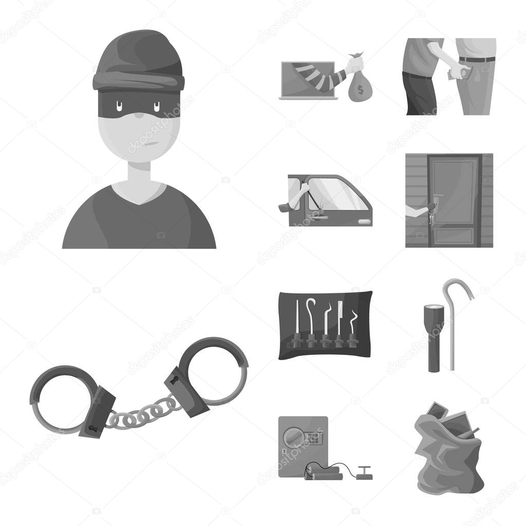 Isolated object of pickpocket and fraud symbol. Set of pickpocket and steal stock symbol for web.