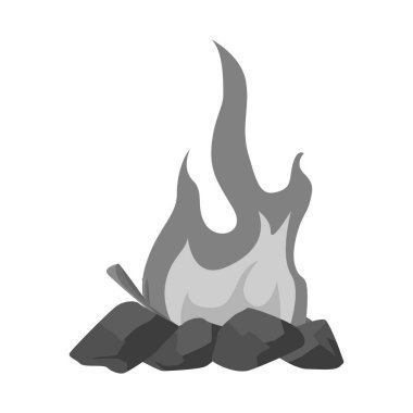 Kamp ateşi ve sarı logo vektör tasarımı. Stok için kamp ateşi ve gece vektör simgesi koleksiyonu.