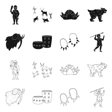 Evrim ve Neolitik işaret vektör tasarımı. Web için evrim ve ilkel stok sembolü seti.