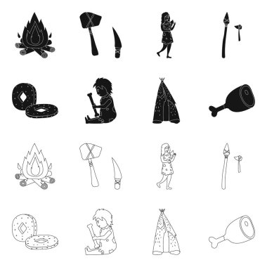 Evrimin izole nesnesi ve neolitik işaret. Evrim dizisi ve ağ için ilkel hisse simgesi.