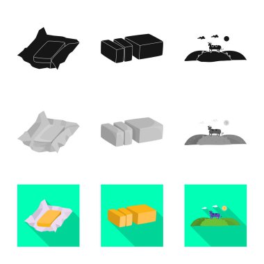 Kremsi yalıtılmış nesne ve ürün logosu. Ayarla, krem ve çiftlik web için hisse senedi simgesi.