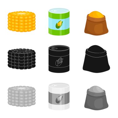 Mısır tarlası ve sebze simge vektör tasarımı. Mısır tarlası ve hisse senedi için vejetaryen vektör ikon koleksiyonu.