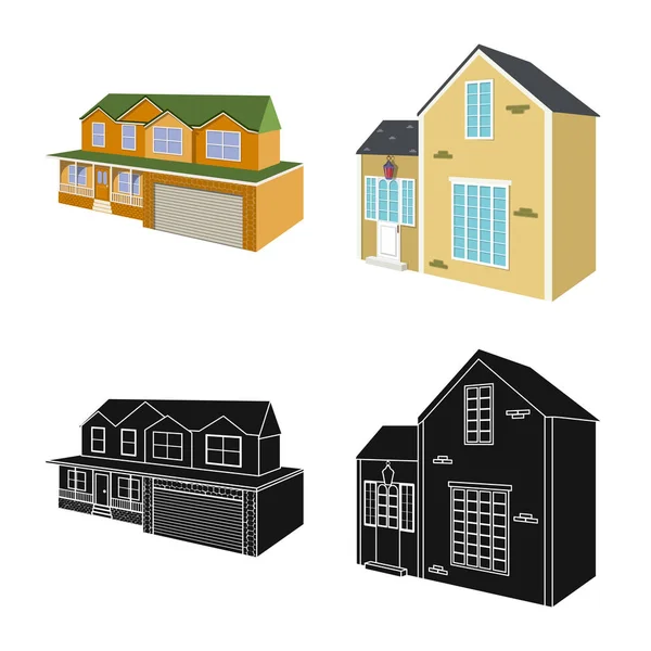 Objet isolé de façade et symbole de logement. Collection d'icône vectorielle de façade et d'infrastructure pour le stock . — Image vectorielle