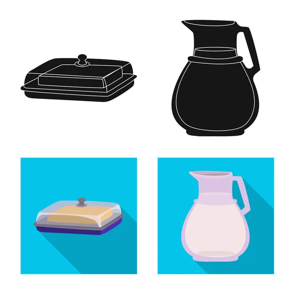 Векторная иллюстрация значка крема и продукта. Набор кремовых и фермерских векторных значков для склада . — стоковый вектор