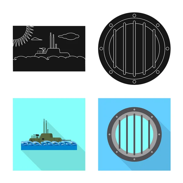 Geïsoleerde object van oorlog en schip-symbool. Verzameling van oorlog en vloot vector pictogram voor voorraad. — Stockvector