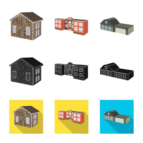 Isolated object of facade and housing symbol. Collection of facade and infrastructure vector icon for stock. — Stock Vector