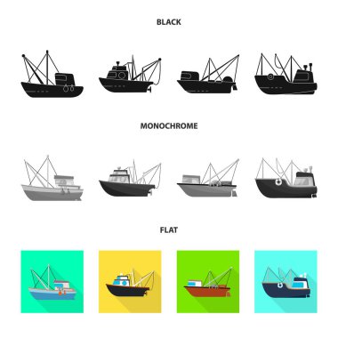 Ulaşım ve endüstriyel logo vektör tasarımı. Web için ulaşım ve yat stok sembolü koleksiyonu.