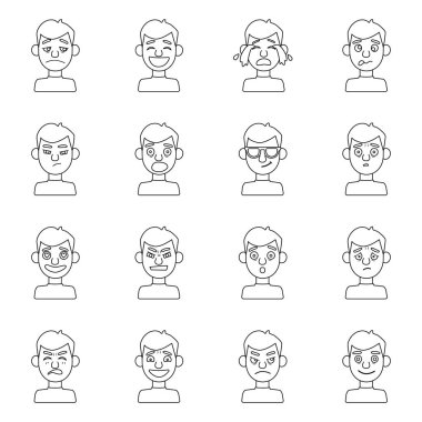 Yüz ve boy logosu vektör illüstrasyon. Yüz ve avatar stok vektör illüstrasyon koleksiyonu.