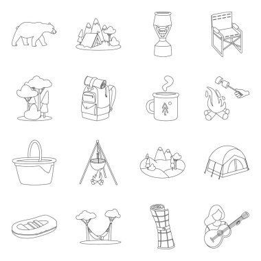 Hobi ve seyahat logosu izole nesne. Hobi ve turizm stok vektör illüstrasyon koleksiyonu.