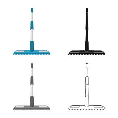 Paspas ve sopa işareti vektör illüstrasyon. Stok için paspas ve süpürme vektör simgesi kümesi.