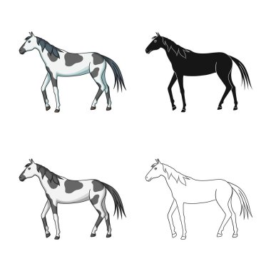 At ve dapple logosu vektör illüstrasyon. At ve fauna stok vektör illüstrasyon seti.