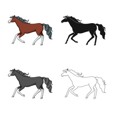 Steed ve kahverengi işareti vektör illüstrasyon. Stok için atlı ve dörtnala vektör simgesi kümesi.