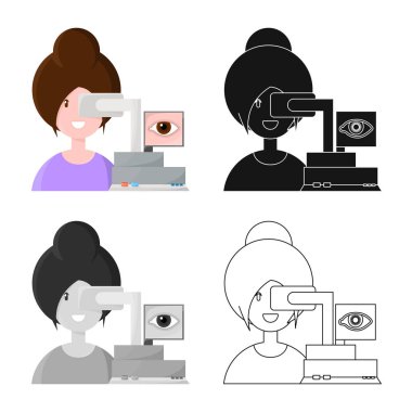 Ekipman ve test sembolü izole nesne. Stok için ekipman ve katarakt vektör simgesi kümesi.