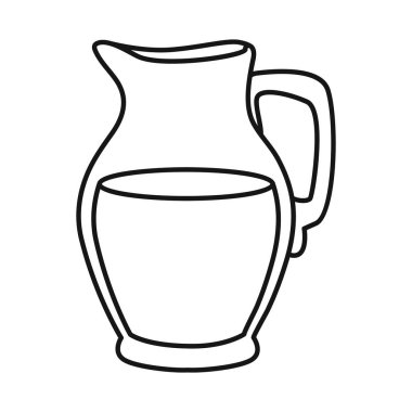 Sürahi ve süt sembolü vektör illüstrasyon. Web için sürahi ve cam stok sembolü seti.