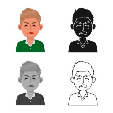 Adam vektör illüstrasyon ve aşağılama simgesi. Stok için adam ve sürpriz vektör simgesi seti.