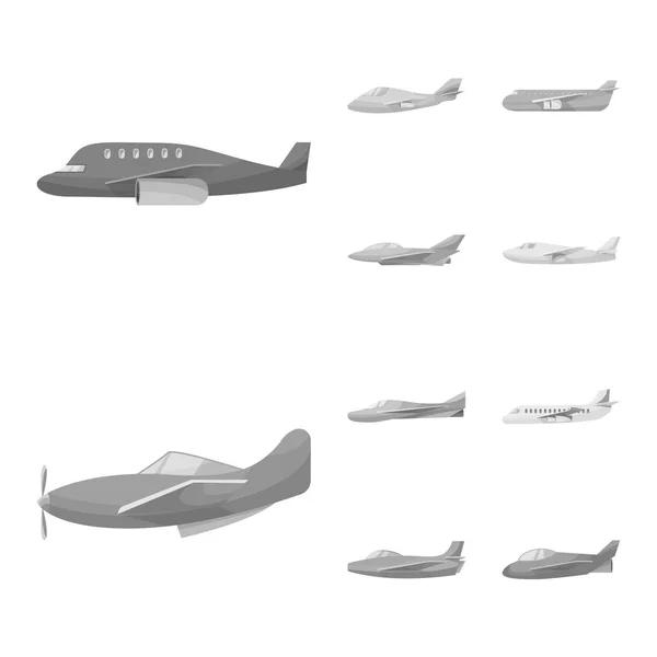 Progettazione vettoriale dell'aviazione e del segno della compagnia aerea. Serie di icone vettoriali dell'aviazione e delle vie aeree per stock . — Vettoriale Stock