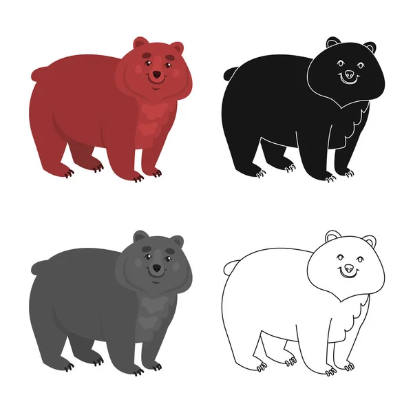 Ilustración vectorial de oso y símbolo grizzly. Conjunto de oso e ilustración de vector de stock marrón . — Vector de stock