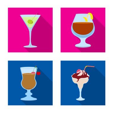 İçki ve restoran logosu vektör Illustration. İçki ve bileşen stok vektör çizim seti.