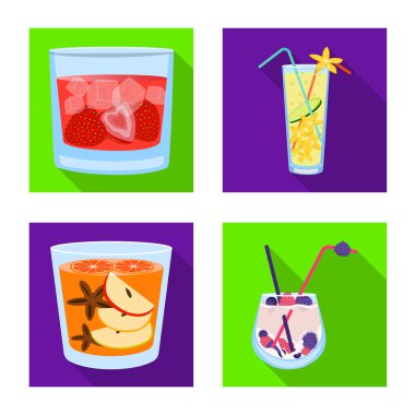 Likör ve restoran sembolü vektör tasarımı. Stok için likör ve madde vektör simgesinin toplanması.