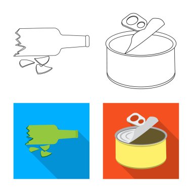 Çöp ve önemsiz logo izole nesne. Çöp ve atık stok vektör çizim seti.