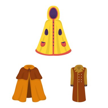 Pelerin ve giysi logosu vektör tasarımı. Stok için pelerin ve giysi vektör simgesi seti.