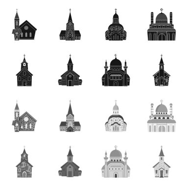 Kült ve tapınak simgesi vektör illüstrasyon. Kült ve bucak stok vektör illüstrasyon koleksiyonu.