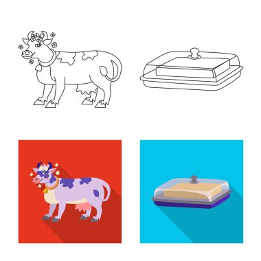 Vektör çizimi krem ve ürün simgesi. Kremsi topluluğu ve hisse senedi için çiftlik vektör simgesi.