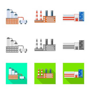 Üretim ve yapısı logo vektör Illustration. Üretim ve stok için teknoloji vektör simge kümesi.