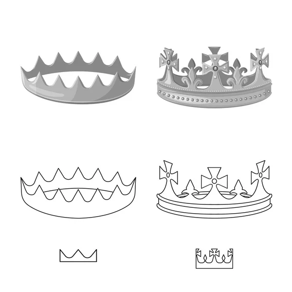 Diseño vectorial de símbolo medieval y nobleza. Conjunto de iconos vectoriales medievales y monárquicos . — Archivo Imágenes Vectoriales