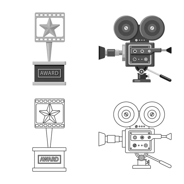 Ilustración vectorial del logotipo de la televisión y la filmación. Conjunto de televisión y visualización de stock de símbolo para la web . — Vector de stock