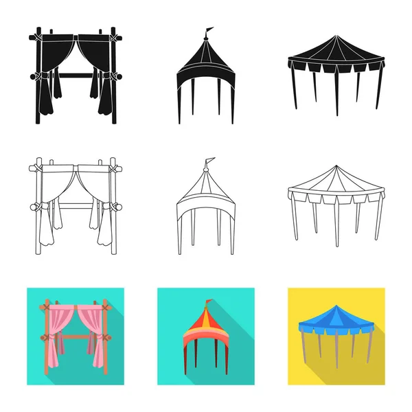 Векторная иллюстрация крыши и складного знака. Набор крыши и архитектурного инвентаря . — стоковый вектор