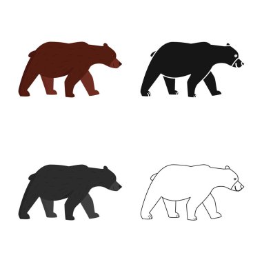 Ayı ve kahverengi sembolüvektör tasarımı. Stok için ayı ve hayvan vektör simgesi kümesi.