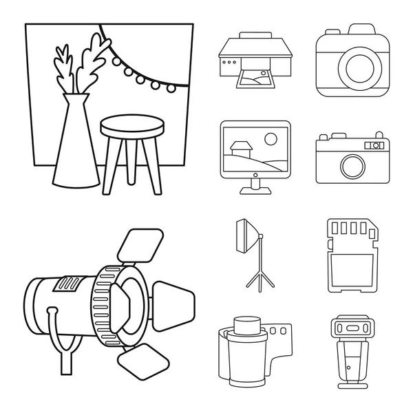 矢量摄影设计及设备标志。摄影和配件库存矢量插图的集合. — 图库矢量图片